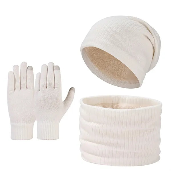 Winter Knit Hat, Scarf, and Gloves Set