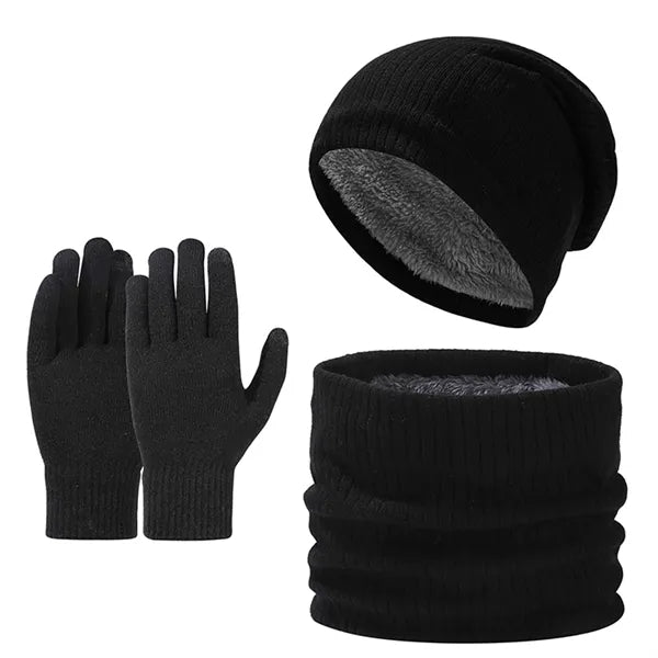 Winter Knit Hat, Scarf, and Gloves Set