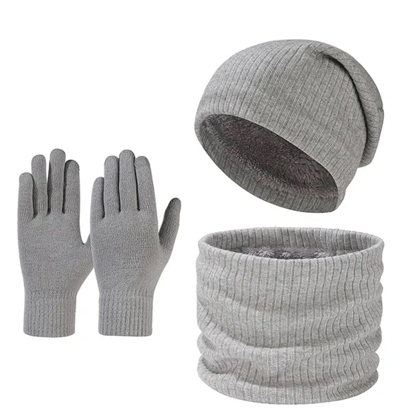 Winter Knit Hat, Scarf, and Gloves Set