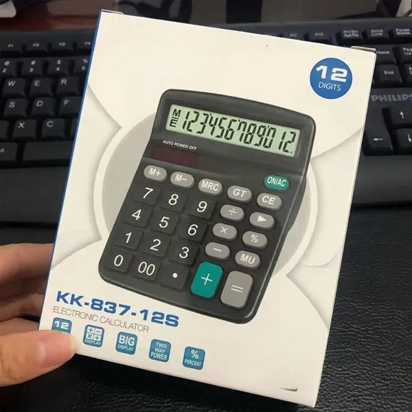 Dual-Power 12-Digit Large Display Desktop Calculator