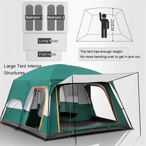 Weatherproof Cabin Shelter Family Camping Tent w/ Carry Bag