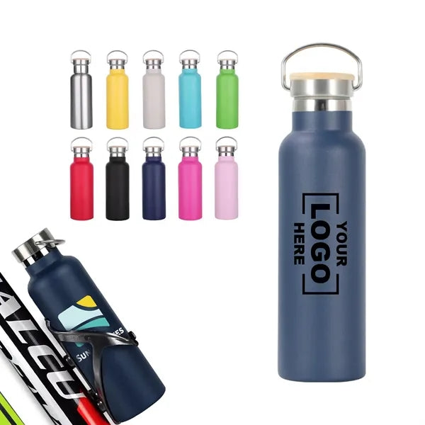 17 oz. Stainless Steel Water Bottle with Screw-on Bamboo Lid