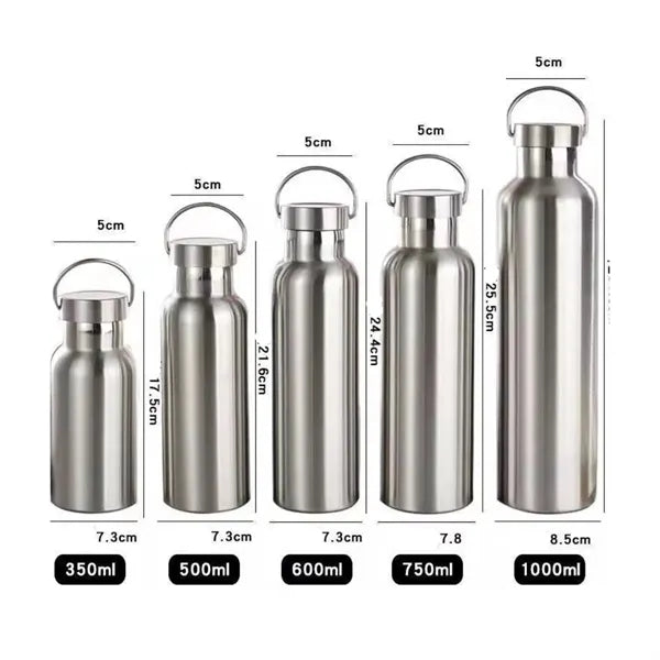 17 oz. Stainless Steel Water Bottle with Screw-on Bamboo Lid