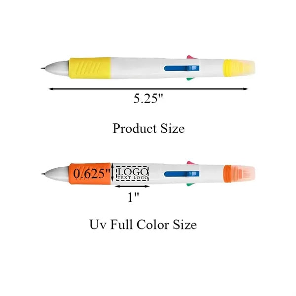 Promo 4 Ink Color Quatro Pen With Highlighter
