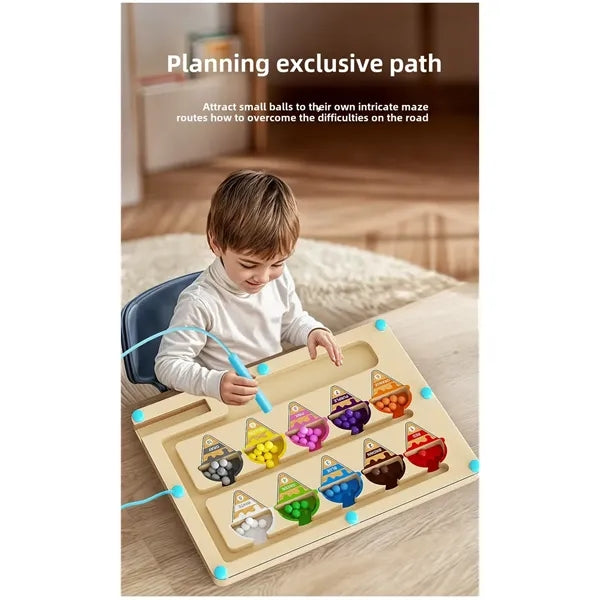 Wooden Magnetic Maze Puzzle Learning Toy for Toddlers