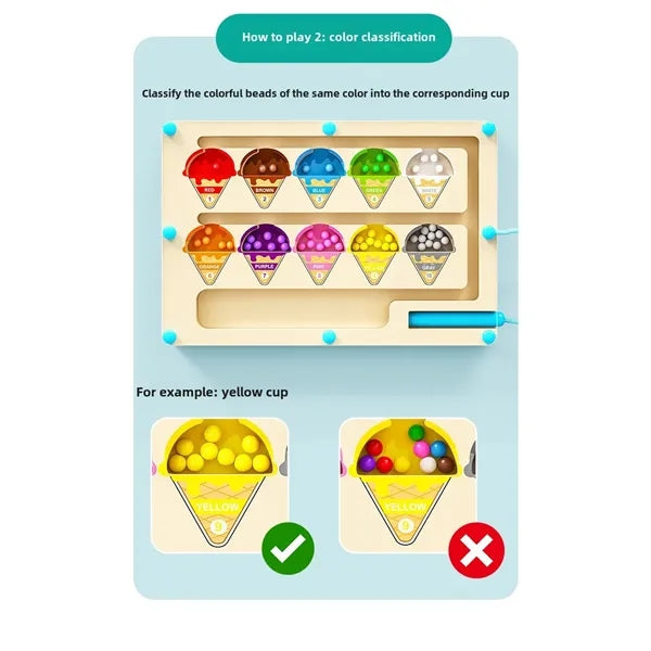 Wooden Magnetic Maze Puzzle Learning Toy for Toddlers