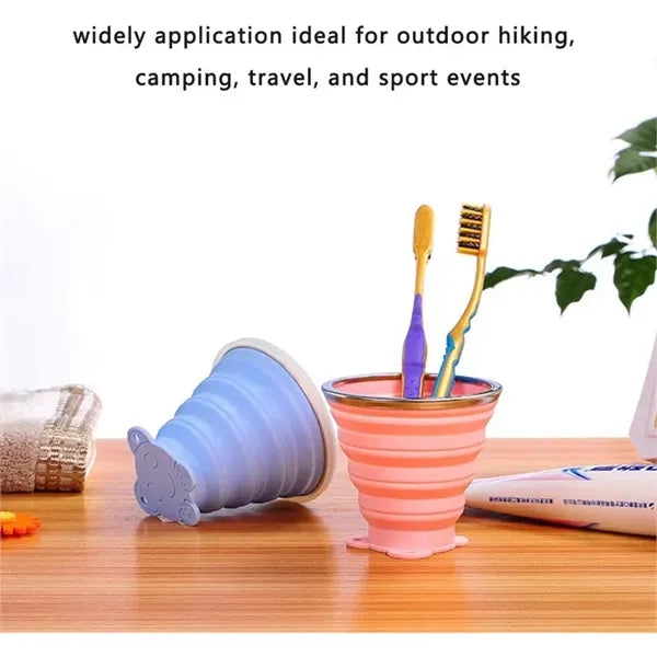 Travel Collapsible Silicone Water Cups with Lids