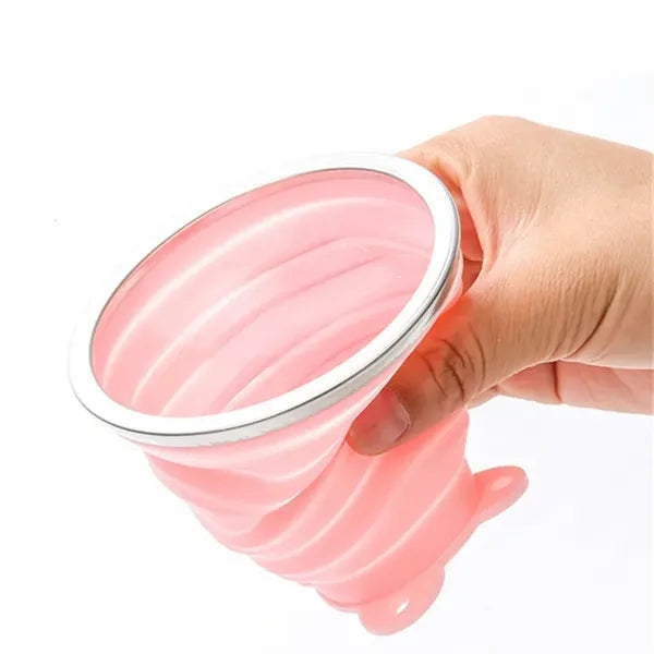 Travel Collapsible Silicone Water Cups with Lids