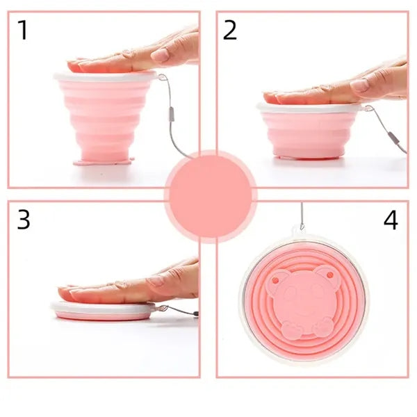 Travel Collapsible Silicone Water Cups with Lids