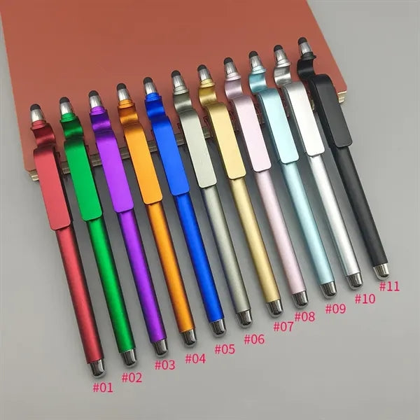 3 in 1 Matte Touch Screen Mobile Phone Holder Pen w/Stylus