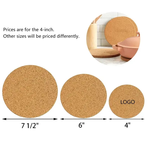 Eco Friendly Custom Heat Resistant Round Cork Coaster