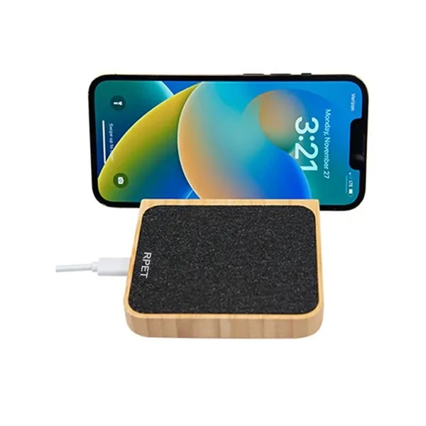 10W Bamboo Wireless Charger with Pen Holder and Phone Stand