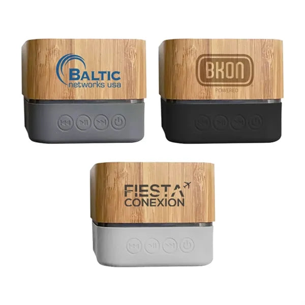 Portable Bamboo Wireless Bluetooth Speaker with LED Light