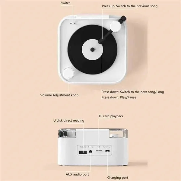 Retro Turntable Wireless Bluetooth Speaker