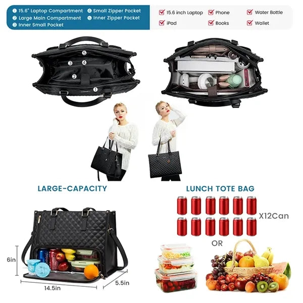 2-in-1 laptop lunch tote bag