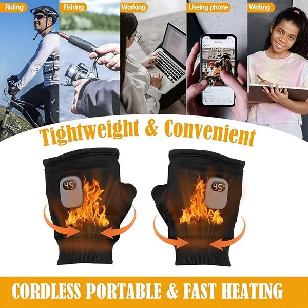 Rechargeable Heated Fingerless Gloves for Outdoor Work