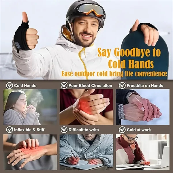 Rechargeable Heated Fingerless Gloves for Outdoor Work