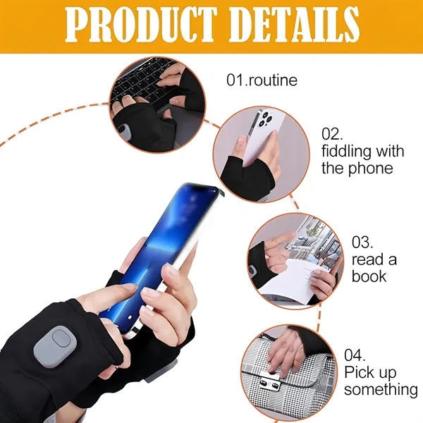 Rechargeable Heated Fingerless Gloves for Outdoor Work