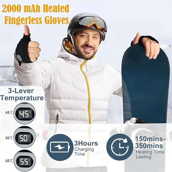 Rechargeable Heated Fingerless Gloves for Outdoor Work