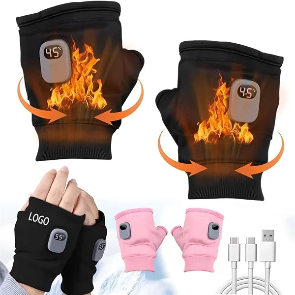 Rechargeable Heated Fingerless Gloves for Outdoor Work