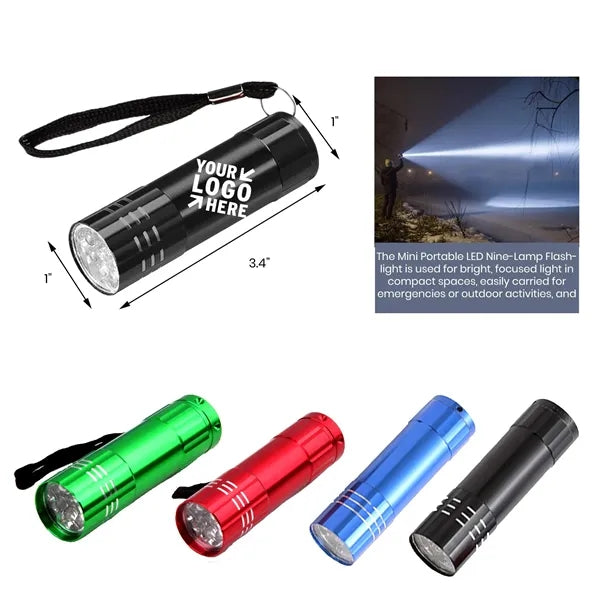 Aluminum Alloy Mini Flashlight - 9 LED Emergency High Beam