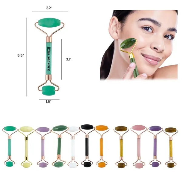Natural Crystal Jade Roller - Dual-Head Facial Massager
