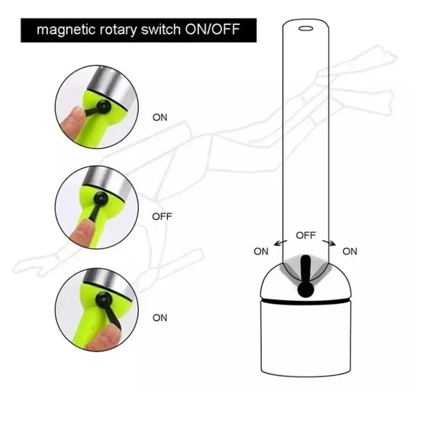 IPX8 Dive Light, 4xAA (Not Incl), 3 Modes, 80ft Waterproof