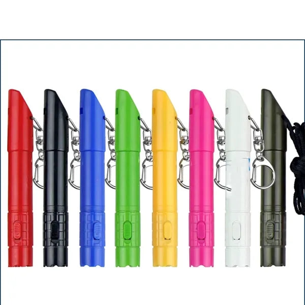 Multi-Function LED Flashlight Pen with Whistle and Keychain