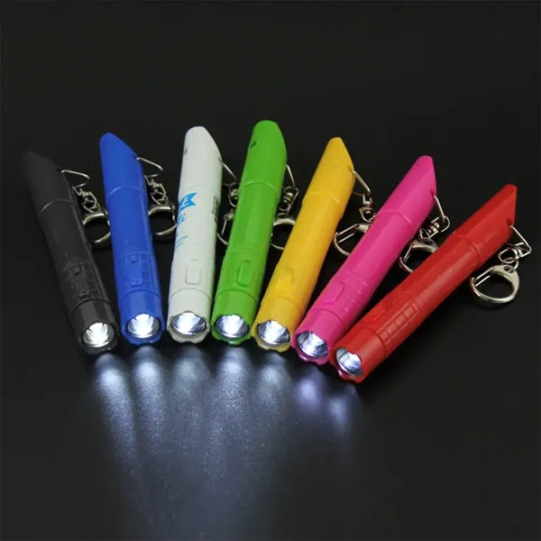 Multi-Function LED Flashlight Pen with Whistle and Keychain
