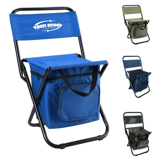 Portable Folding Ice Cooler Chair with Storage and Backrest