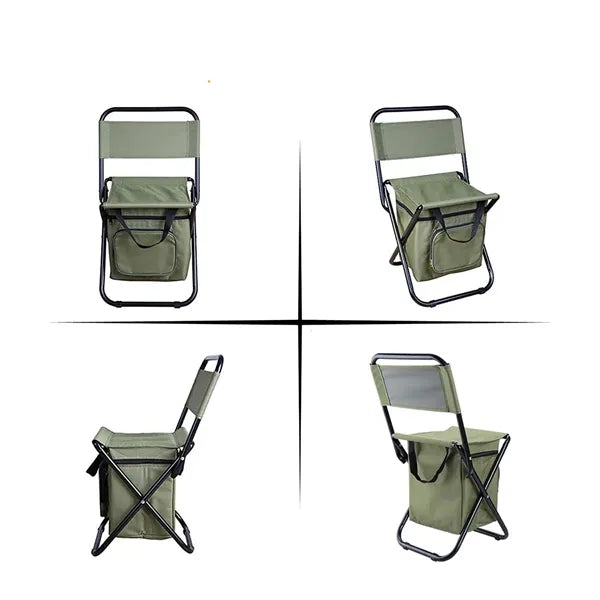 Portable Folding Ice Cooler Chair with Storage and Backrest