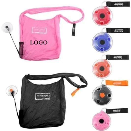 Convenient Portable Folding Shopping Bags with Disc Holder