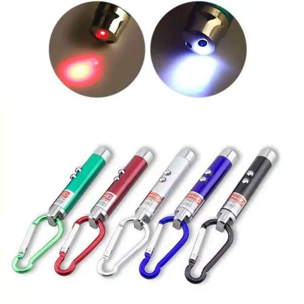 3 In 1 Mini Laser Flashlight Keychain