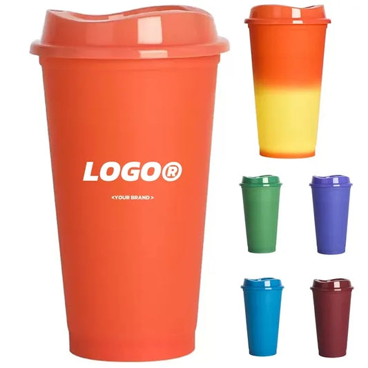 16oz. Color Changing Plastic Coffee Cup With Lid