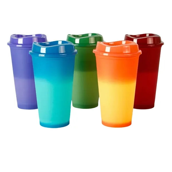 16oz. Color Changing Plastic Coffee Cup With Lid