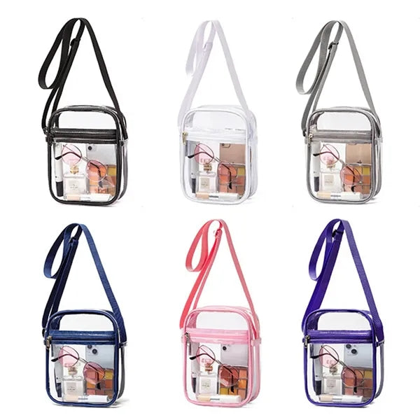Clear PVC Shoulder Crossbody Bag Travel Shopping Storage