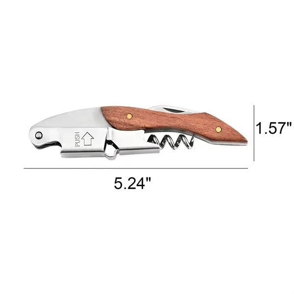 Wooden Corkscrew with Stainless Steel Seahorse Wine Opener