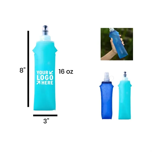 Folding Soft Flask Collapsible Lightweight Water Bottle
