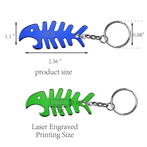 Fish Bone Shaped Bottle Opener Keychain