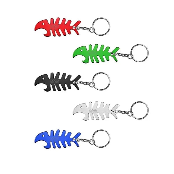 Fish Bone Shaped Bottle Opener Keychain