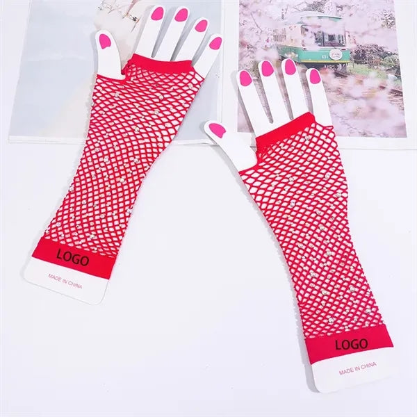 Fishnet Rhinestone Gloves