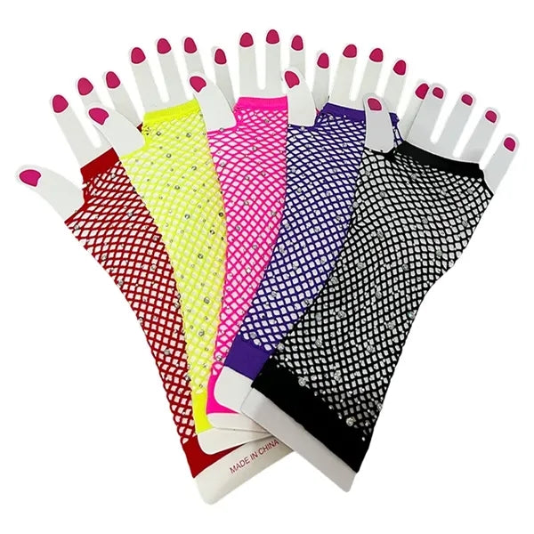 Fishnet Rhinestone Gloves