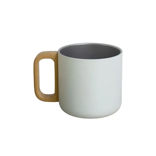 14oz Wooden Handle Stainless Steel Double Layer Mug
