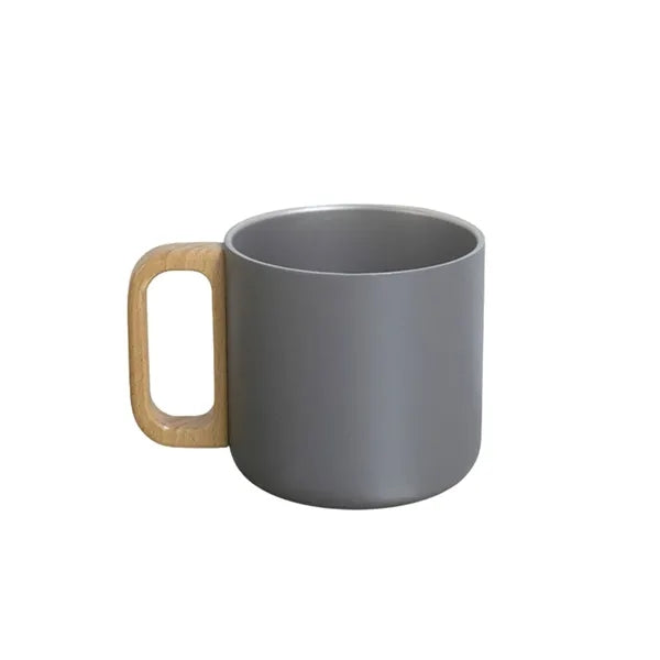 14oz Wooden Handle Stainless Steel Double Layer Mug