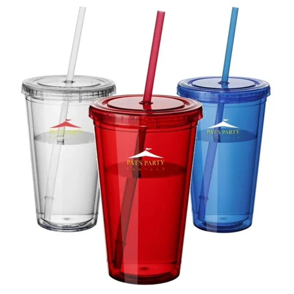 Transparent Double-Layer Straw Beverage Cup