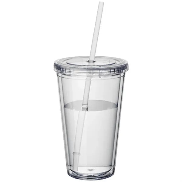 Transparent Double-Layer Straw Beverage Cup