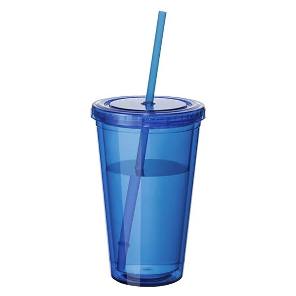 Transparent Double-Layer Straw Beverage Cup