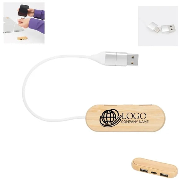 Mini Bamboo USB Hub Multiplier
