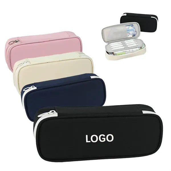 Multi-Layer Solid Color Oxford Cloth Pencil Case w/ Zipper