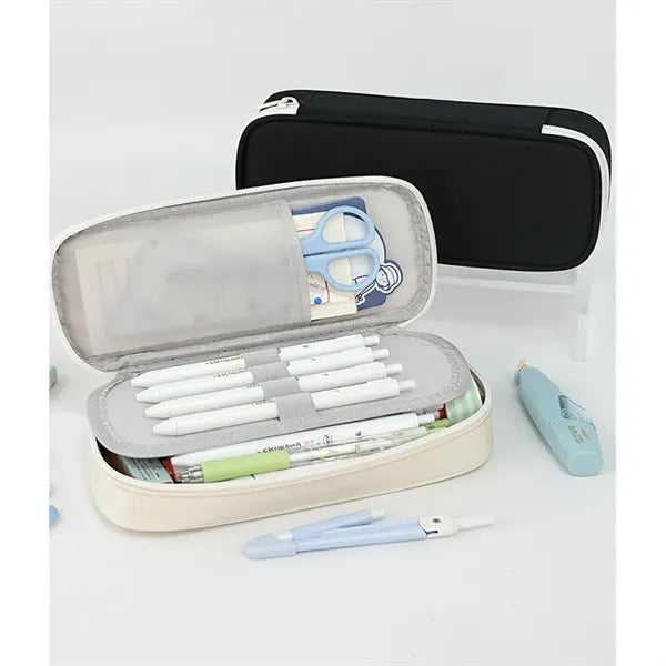 Multi-Layer Solid Color Oxford Cloth Pencil Case w/ Zipper